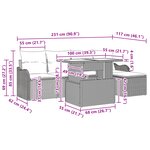 Set de canapé de jardin 6 pièces vidaXL avec coussins gris en rotin synthétique
