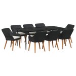 vidaXL Ensemble de salle à manger pour jardin 9 Pièces Noir polyrotin