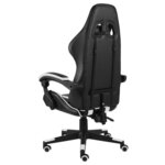 Chaise fauteuil siège pivotante de bureau informatique étude de jeux vidéo et similicuir blanc 02_0024226