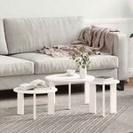 vidaXL Table basse 3 Pièces Blanc Bois massif en pin