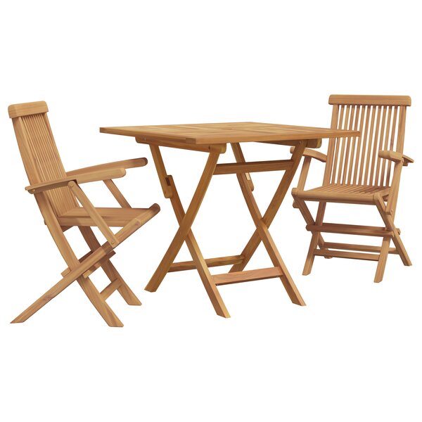 vidaXL Ensemble Bistro de Jardin Pliable 3 Pièces en Bois Massif d'Acacia