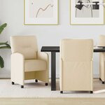 vidaXL Chaises de Salle à Manger avec Roues avec des roues 2 Pièces Crème