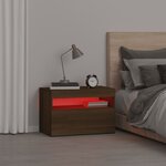 vidaXL Table de chevet avec lumières LED Chêne marron 60x35x40 cm
