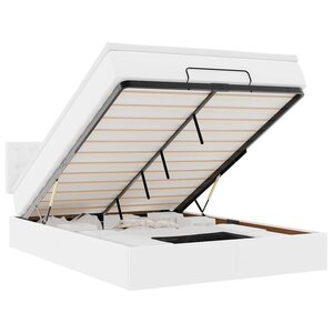 vidaXL Lit ottoman avec matelas & LED blanc pur 140x200cm similicuir