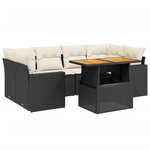 vidaXL Salon de jardin 7 Pièces avec coussins noir résine tressée