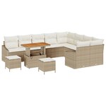 Ensemble de canap'de jardin vidaXL de 12 pièces en beige poly rattan acacia avec coussins