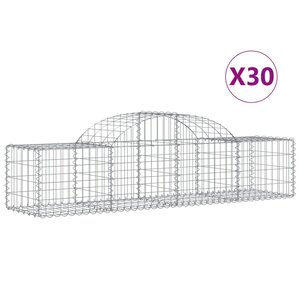 vidaXL Paniers à gabions arqués 30 Pièces 200x50x40/60 cm fer galvanisé