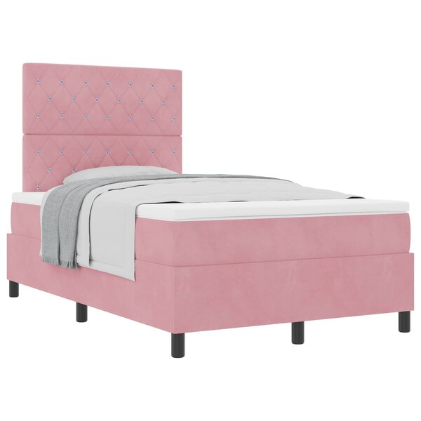 vidaXL Lit à ressorts avec matelas Rose 120 x 200 cm Velours