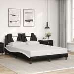vidaXL Cadre de lit sans matelas noir et blanc 140x190 cm similicuir