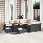 vidaXL Ensemble de canapé de jardin 12 Pièces Noir Poly rotin