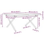 vidaXL Table basse cadre en X 90x90x45 5cm bois de pin massif et acier