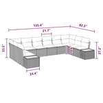 vidaXL Ensemble de canapé de jardin 10 Pièces Noir Poly rotin