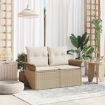 vidaXL Sofa de jardin 2 places avec rangement et coussins beiges en poly rattan