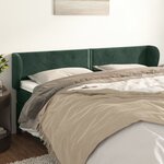 vidaXL Tête de lit avec oreilles Vert foncé 203x23x78/88 cm Velours