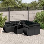 vidaXL Salon de jardin 9 Pièces avec coussins noir résine tressée