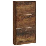 vidaXL Armoire à chaussures Chêne fumé 59x17x108 cm Bois d'ingénierie