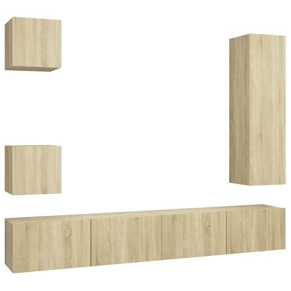 vidaXL Ensemble de meubles TV 5 Pièces Chêne sonoma Bois d'ingénierie