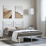 vidaXL Cadre de lit métal sans matelas et tête de lit blanc 150x200 cm