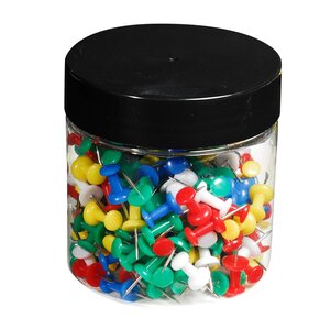 Boîte De 200 Épingles Push Pins - Hauteur De Pointe 7mm - 10mm De Diamètre - Couleurs Assorties - Exacompta