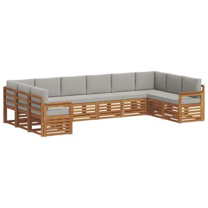 vidaXL Ensemble de canapés d'extérieur 10 pc Gris Naturel et Clair
