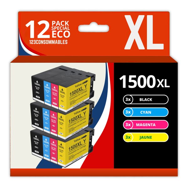 PGI-1500XL - Pack 12 cartouches compatibles Canon Maxify MB2150 MB2350 MB2750