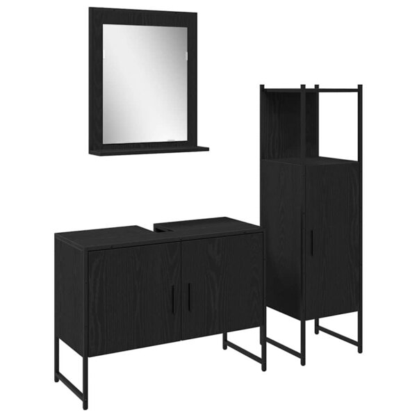 vidaXL Ensemble de mobilier de salle de bain avec étagère 3 Pièces Noir
