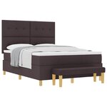 vidaXL Lit à ressorts avec tête de lit Marron foncé 190 x 140 cm tissu
