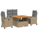 vidaXL Ensemble à manger de jardin coussins 4 Pièces beige résine tressée