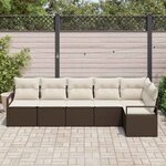 vidaXL Ensemble de canapé de jardin avec coussin 6 Pièces Marron et Crème