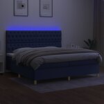 vidaXL Sommier à lattes de lit et matelas et LED Bleu 200x200 cm Tissu