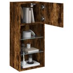 vidaXL Meuble TV avec lumières LED chêne fumé 40 5x30x90 cm