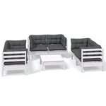 vidaXL Salon de jardin 7 Pièces avec coussins bois de pin massif