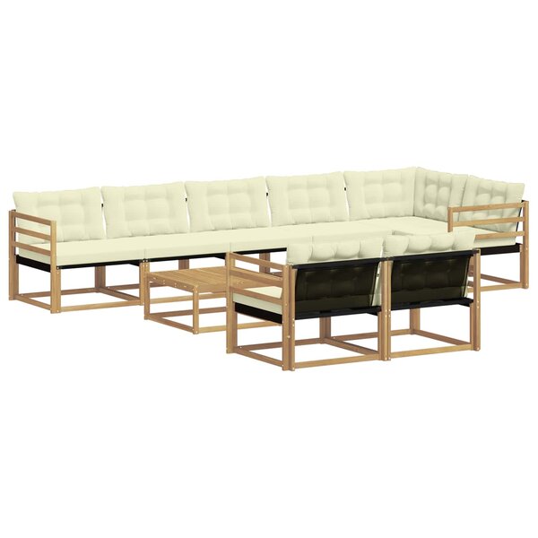 vidaXL Ensemble de canapés d'extérieur 9 pc Blanc et crème