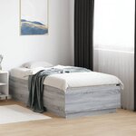 vidaXL Cadre de lit avec lumières LED sonoma gris 75x190 cm