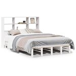 vidaXL Lit bibliothèque sans matelas blanc 140x190 cm bois massif
