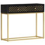 vidaXL Table console Noir et doré 90x30x75 cm Bois de manguier massif