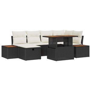 vidaXL Ensemble de canapé de jardin 7 Pièces Noir polyrotin