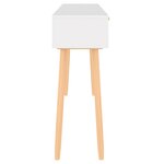 vidaXL Table console Blanc 105x30x75 cm Bois massif pin /rotin naturel