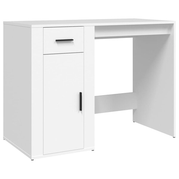 Bureau table poste de travail meuble d'ordinateur informatique étude 100 x 49 x 75 cm bois d'ingénierie blanc 02_0023496
