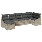 vidaXL Ensemble de Canapé de Jardin 7 pièces avec Coussins Gris Clair Poly Rattan