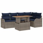 vidaXL Ensemble de canapé de jardin 6 Pièces Gris et bleu marine