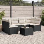 vidaXL Salon de jardin 7 Pièces avec coussins noir résine tressée