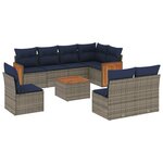 vidaXL Salon de jardin 9 Pièces avec coussins gris résine tressée