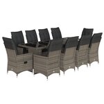 vidaXL Ensemble de bistro de jardin 11 Pièces coussins gris poly rotin