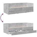 vidaXL Lit de jour avec tiroirs sans matelas gris béton 90x190 cm
