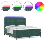 vidaXL Lit à Ressorts avec Matelas LED Vert foncé 180 x 200 cm Velours