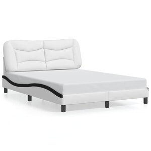 vidaXL Cadre de lit sans matelas Hvar blanc et noir 140x190 cm similicuir