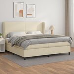 vidaXL Sommier à lattes de lit avec matelas Crème 200x200cm Similicuir
