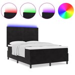 lit box spring vidaXL avec matelas et LED noir 140x190 cm velours