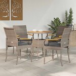vidaXL Chaises de jardin avec coussin 4 Pièces Gris et Gris foncé